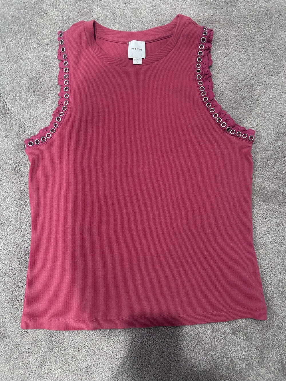 Maeve Rose Pink Eyelet-Trim Tank